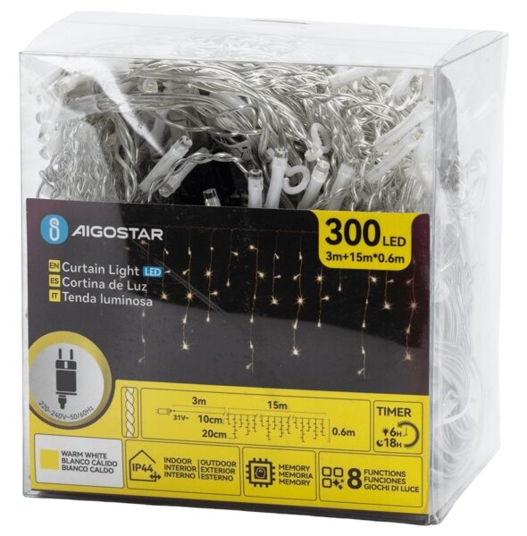 Lanț LED decorativ de exterior Aigostar 75xLED/6W/230V 15x0,6m IP44 alb cald