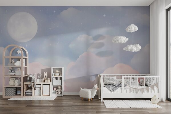 Tapet Luna pe cer, Fototapet Cer, w05595 : Uwalls.ro