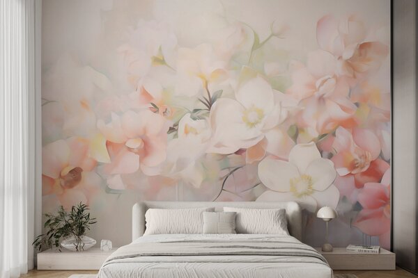 Tapet Imitație delicată de flori abstracte în stil pictural, Fototapet Flori, w05594 : Uwalls.ro