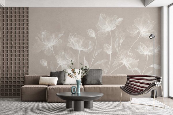 Tapet Flori elegante și aerisite, cu petale translucide dispuse în straturi, pe tulpini lungi și delicate, Fototapet Flori, w05579v1 : Uwalls.ro