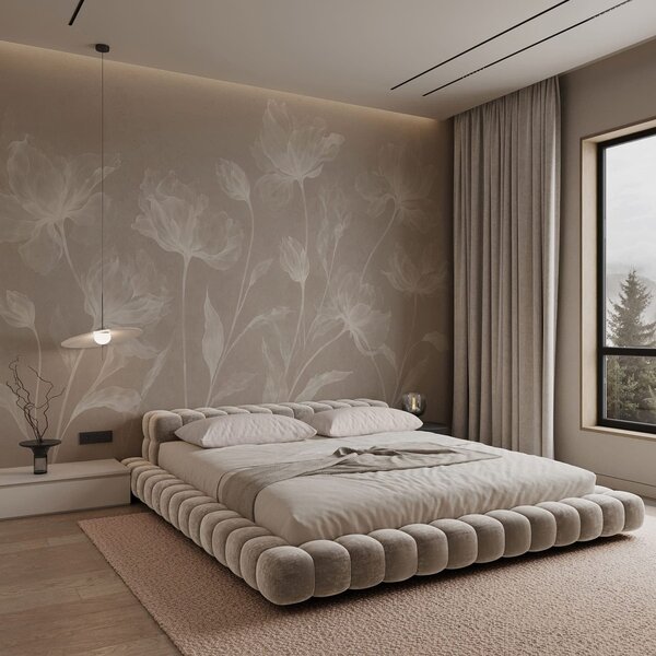 Tapet Flori elegante și aerisite, cu petale translucide dispuse în straturi, pe tulpini lungi și delicate, Fototapet Flori, w05579v1 : Uwalls.ro