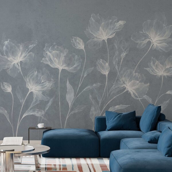 Tapet Flori elegante și aerisite, cu petale translucide dispuse în straturi, pe tulpini lungi și delicate, Fototapet Flori, w05579v2 : Uwalls.ro
