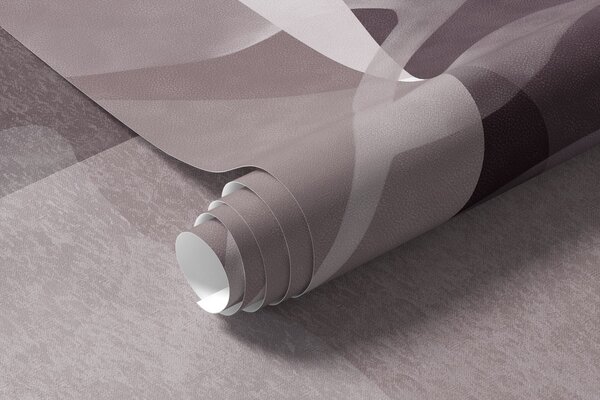Tapet Forme abstracte în nuanțe discrete se suprapun cu elemente botanice transparente și opere de, Imagini de fundal unice, w09865v1 : Uwalls.ro