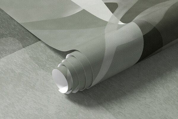 Tapet Forme abstracte în nuanțe de verde se suprapun cu elemente botanice transparente și elemente, Imagini de fundal unice, w09865v2 : Uwalls.ro