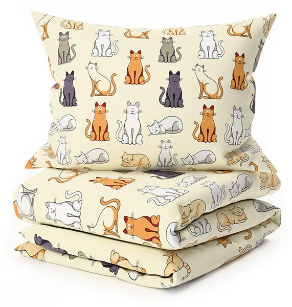 Lenjerie de pat din polibumbac COLORED CATS POLY crem Dimensiune lenjerie de pat: 70 x 90 cm | 140 x 200 cm