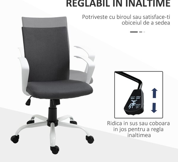 Vinsetto Scaun de Birou Ergonomic și Pivotant pentru Birou, Gri Închis | Aosom Romania