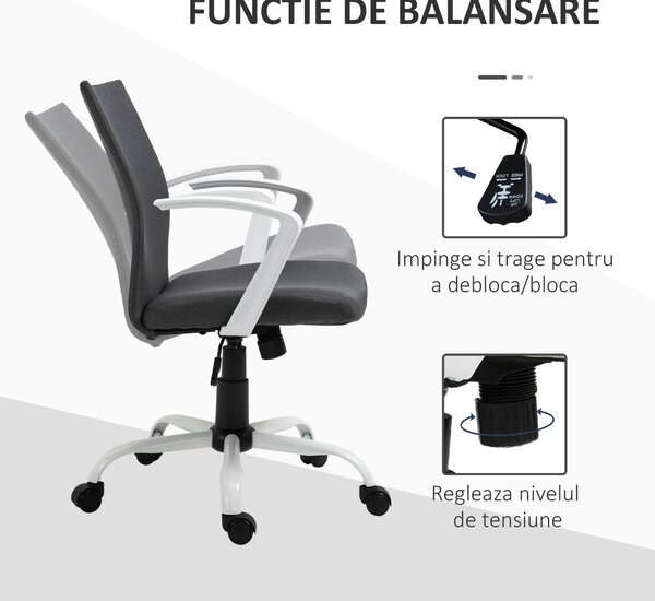 Vinsetto Scaun de Birou Ergonomic și Pivotant pentru Birou, Gri Închis | Aosom Romania