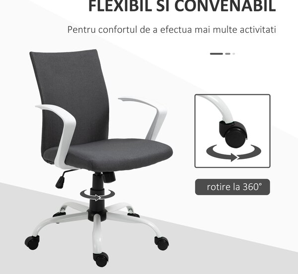Vinsetto Scaun de Birou Ergonomic și Pivotant pentru Birou, Gri Închis | Aosom Romania