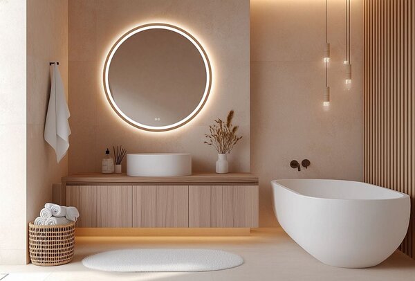 Venti Orion Red Gold oglindă 80x80 cm rotund cu iluminare cu covoraș de încălzire 5905951180335