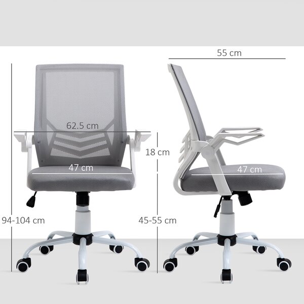 Vinsetto Scaun de Birou Ergonomic cu Suport Lombar din Țesătură, Gri | Aosom Romania