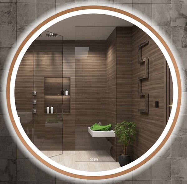 Venti Orion Red Gold oglindă 60x60 cm rotund cu iluminare cu covoraș de încălzire 5905951180380