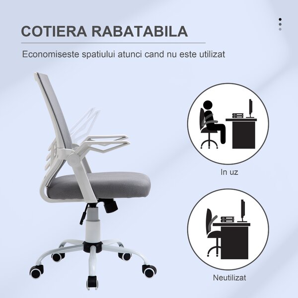 Vinsetto Scaun de Birou Ergonomic cu Suport Lombar din Țesătură, Gri | Aosom Romania