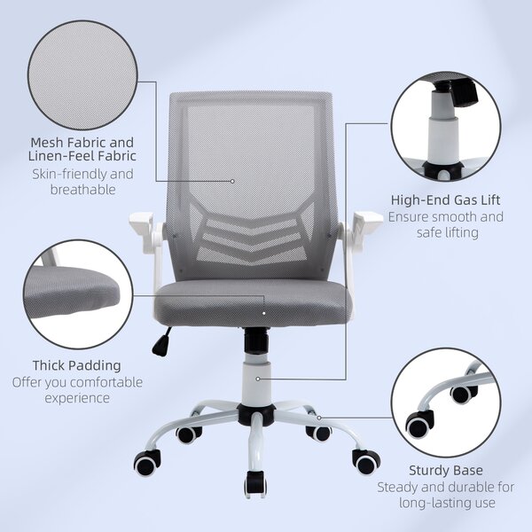 Vinsetto Scaun de Birou Ergonomic cu Suport Lombar din Țesătură, Gri | Aosom Romania