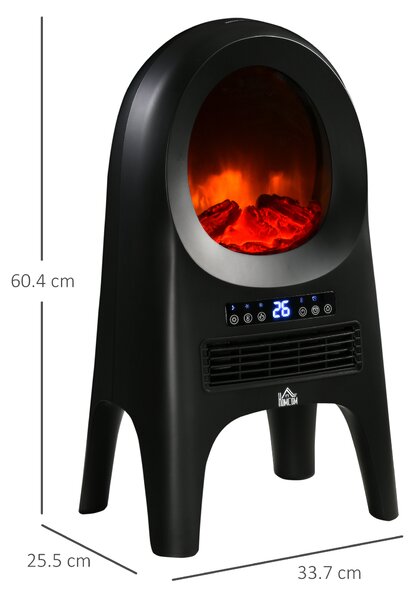 HOMCOM Încălzitor cu Ventilator cu 3 Moduri de Încălzire și Temperatură Reglabilă, Aparat de Încălzire, 33,7x25,5x60,4 cm, Negru | Aosom Romania