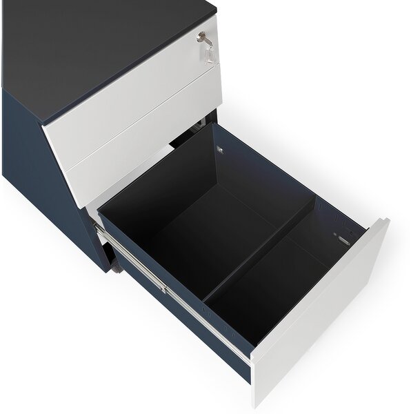 Comodă metalică 40 x 50 x 61 cm - 3 sertare, antracit - ral 7016
