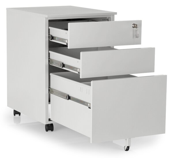 Comodă metalică 40 x 50 x 61 cm - 3 sertare, gri - ral 7035