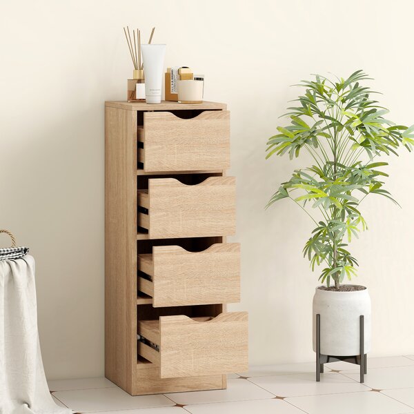 HOMCOM Dulap de Baie Compact cu 4 Sertare și Mânere Sculpatate, Stil Nordic | Aosom Romania