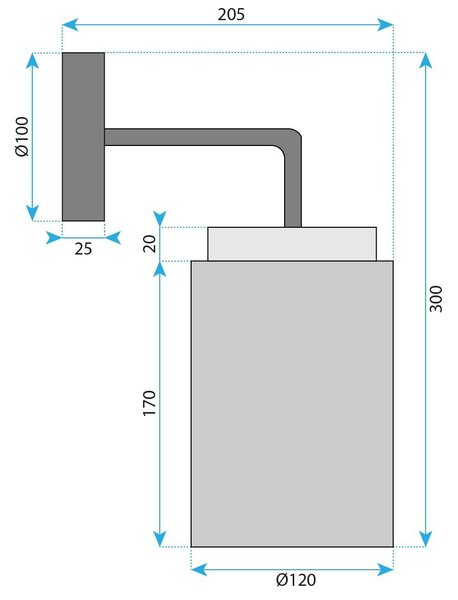 Lampa de perete APP1814-1W Frosted Grey
