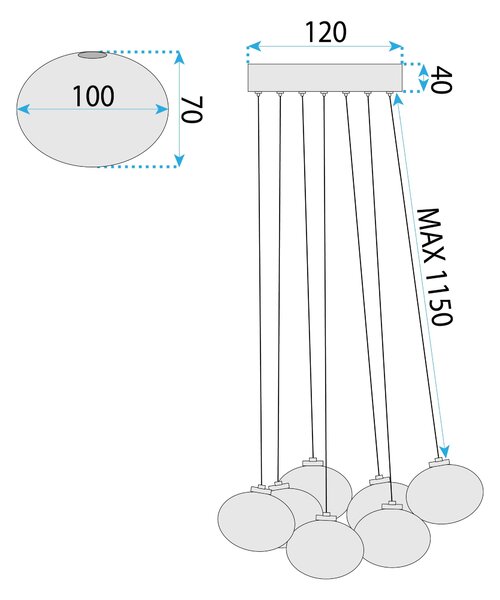 Lampă suspendată MS020-7CP Black