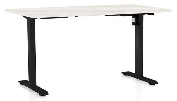 Masă înălțime reglabilă OfficeTech A, 120 x 80 cm, picioare negre, frasin alb