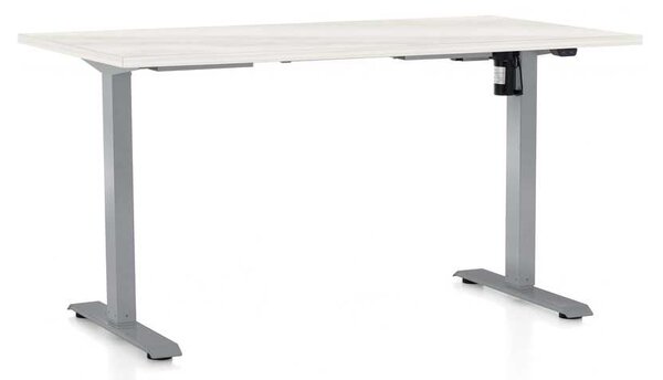 Masă înălțime reglabilă OfficeTech A, 120 x 80 cm, picioare gri, frasin alb