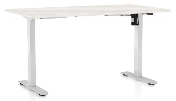 Masă înălțime reglabilă OfficeTech A, 120 x 80 cm, picioare albe, frasin alb