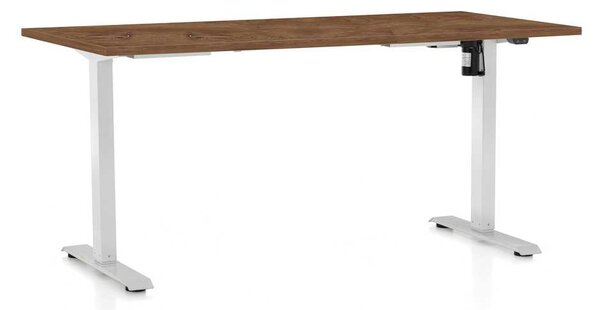 Masă înălțime reglabilă OfficeTech A, 160 x 80 cm, picioare albe, stejar silverjack