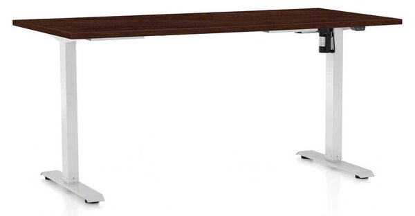 Masă înălțime reglabilă OfficeTech A, 160 x 80 cm, picioare albe, wenge