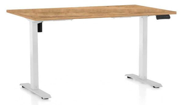 Masă înălțime reglabilă OfficeTech B, 120 x 80 cm, picioare albe, stejar auriu
