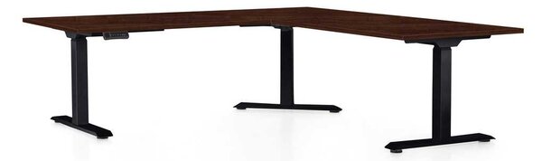 Masă înălțime reglabilă OfficeTech Angle, 180 x 200 cm, picioare negre, wenge