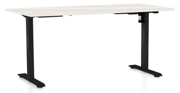 Masă înălțime reglabilă OfficeTech A, 160 x 80 cm, picioare negre, frasin alb