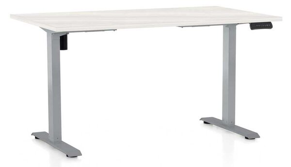Masă înălțime reglabilă OfficeTech B, 120 x 80 cm, picioare gri, frasin alb