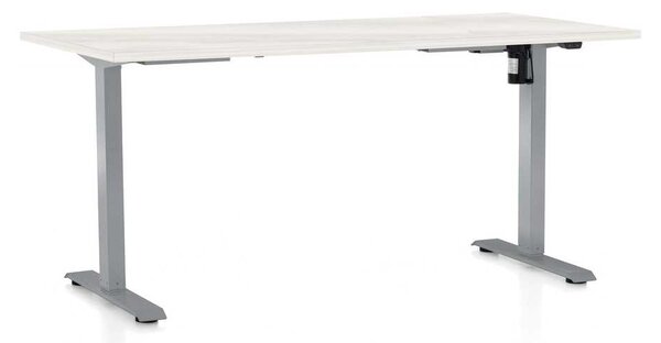 Masă înălțime reglabilă OfficeTech A, 160 x 80 cm, picioare gri, frasin alb