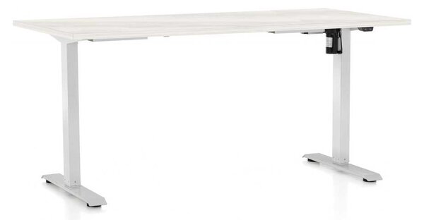 Masă înălțime reglabilă OfficeTech A, 160 x 80 cm, picioare albe, frasin alb