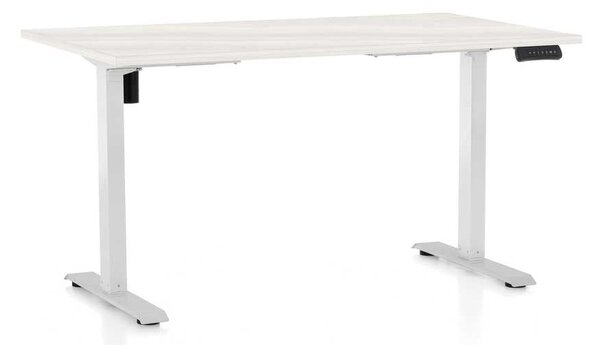 Masă înălțime reglabilă OfficeTech B, 120 x 80 cm, picioare albe, frasin alb