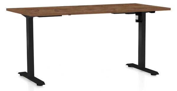 Masă înălțime reglabilă OfficeTech A, 160 x 80 cm, picioare negre, stejar silverjack
