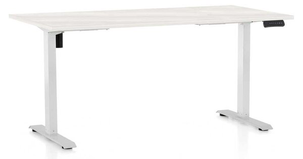 Masă înălțime reglabilă OfficeTech B, 160 x 80 cm, picioare albe, frasin alb