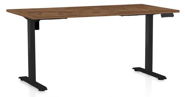 Masă înălțime reglabilă OfficeTech B, 160 x 80 cm, picioare negre, stejar silverjack