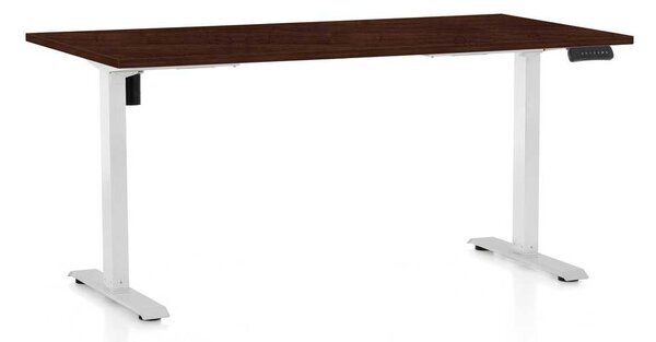 Masă înălțime reglabilă OfficeTech B, 160 x 80 cm, picioare albe, wenge