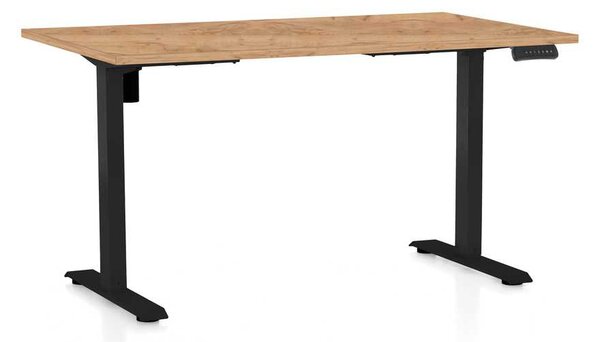 Masă înălțime reglabilă OfficeTech B, 120 x 80 cm, picioare negre, stejar kraft