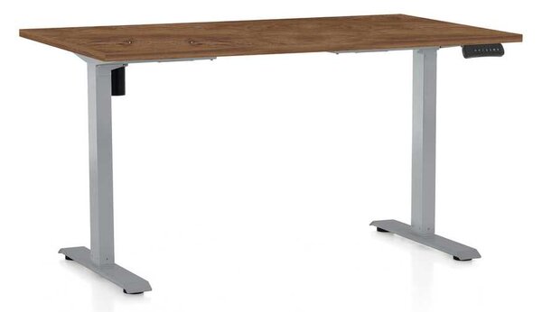 Masă înălțime reglabilă OfficeTech B, 120 x 80 cm, picioare gri, stejar silverjack