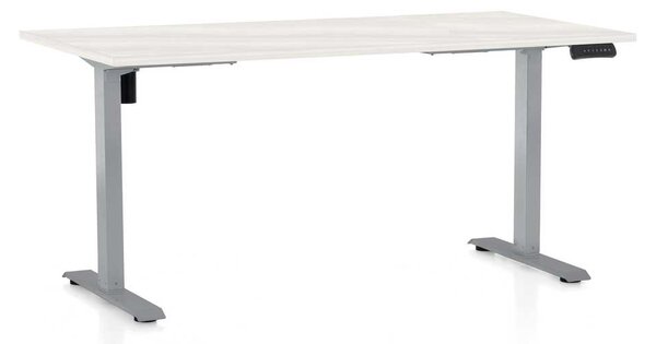 Masă înălțime reglabilă OfficeTech B, 160 x 80 cm, picioare gri, frasin alb