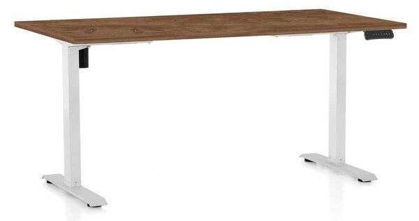 Masă înălțime reglabilă OfficeTech B, 160 x 80 cm, picioare albe, stejar silverjack