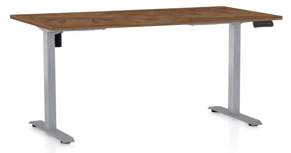 Masă înălțime reglabilă OfficeTech B, 160 x 80 cm, picioare gri, stejar silverjack