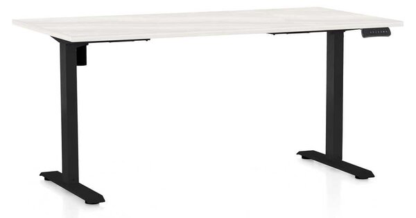 Masă înălțime reglabilă OfficeTech B, 160 x 80 cm, picioare negre, frasin alb