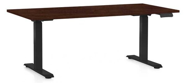 Masă înălțime reglabilă OfficeTech C, 160 x 80 cm, picioare negre, wenge