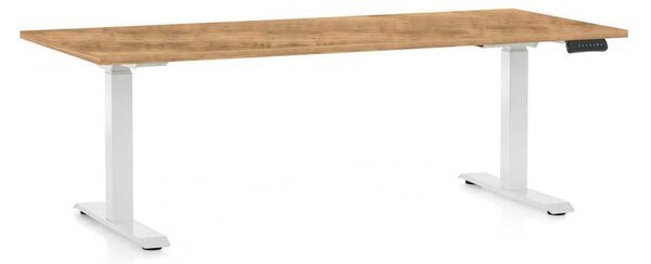 Masă înălțime reglabilă OfficeTech C, 180 x 80 cm, picioare albe, stejar auriu