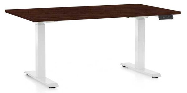 Masă înălțime reglabilă OfficeTech C, 120 x 80 cm, picioare albe, wenge