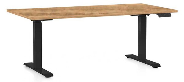 Masă înălțime reglabilă OfficeTech C, 160 x 80 cm, picioare negre, stejar auriu