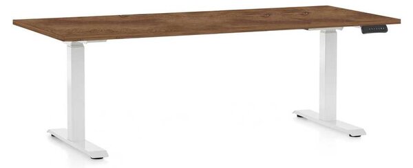 Masă înălțime reglabilă OfficeTech D, 180 x 80 cm, picioare albe, stejar silverjack